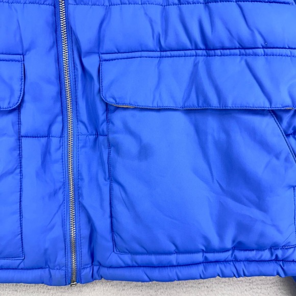 Pilcro Anthropologie Puffer Jacket Womens L Blue Hooded Full Zip Semi Cropped - Picture 3 of 7